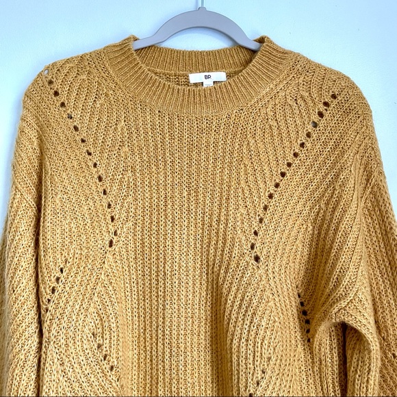 SOLD BP Golden Mustard Yellow Oversized Balloon Sleeve Cable Knit Sweater XS - Picture 8 of 14